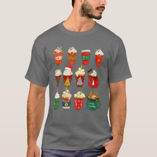 Cute Christmas Iced Coffee Latte Design Men Women T-Shirt