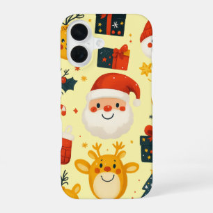 Cute Christmas Icons Illustration iPhone 16 Case