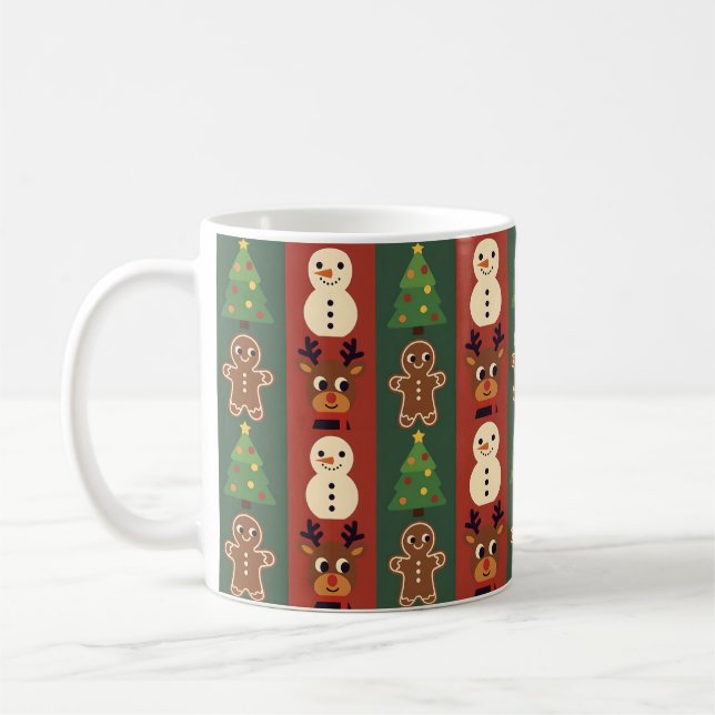 Cute Christmas Icons Retro Mug (Left)