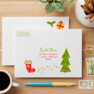 Cute Christmas Icons Whimsical CUSTOM Holiday Envelope