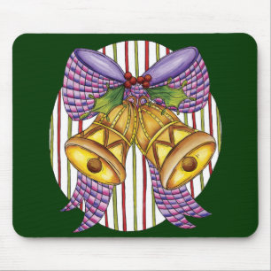 Cute Christmas Jingle Bells with Ribbon and Bow Mouse Pad