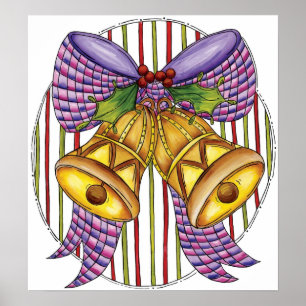 Cute Christmas Jingle Bells with Ribbon and Bow Poster