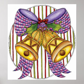 Cute Christmas Jingle Bells with Ribbon and Bow Poster