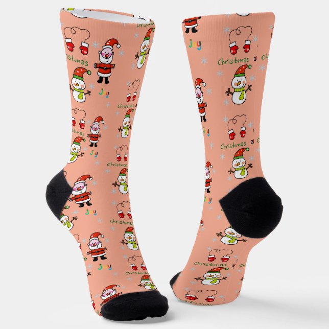 cute Christmas joy Socks (Angled)