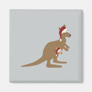 Cute Christmas Kangaroos Magnet