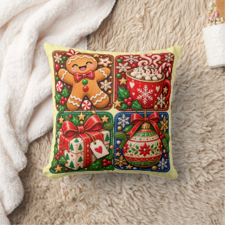 Cute Christmas Kawaii Illustration – Festive  Cushion