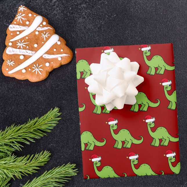 Cute Christmas Kids Dinosaur Santa Wrapping Paper Sheet (Creator Uploaded)
