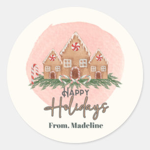 Cute christmas kids holiday party invitation classic round sticker