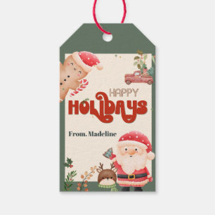 Cute christmas kids Santa holiday party invitation Gift Tags