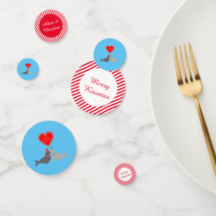 Cute Christmas Kissing Seals Custom Confetti