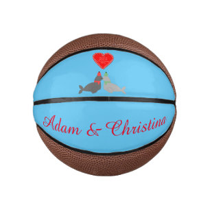 Cute Christmas Kissing Seals Custom Mini Basketball