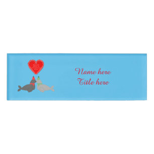 Cute Christmas Kissing Seals Custom Name Tag