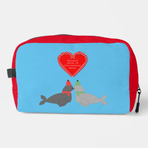 Cute Christmas Kissing Seals Dopp Kit