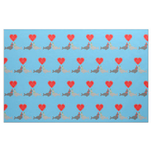 Cute Christmas Kissing Seals Fabric