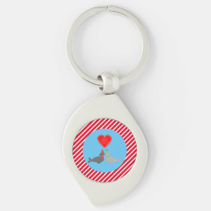 Cute Christmas Kissing Seals Key Ring