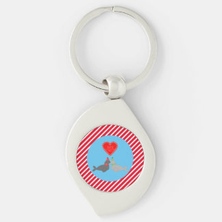 Cute Christmas Kissing Seals Key Ring