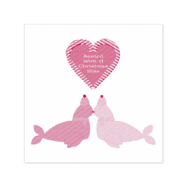 Cute Christmas Kissing Seals Self-inking Stamp (Design)