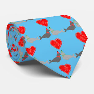 Cute Christmas Kissing Seals Tie