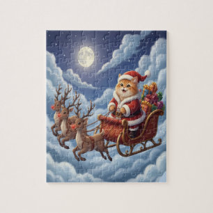 Cute Christmas Kitten and Reindeer  Jigsaw Puzzle