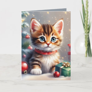 Cute Christmas Kitten Blank Christmas Card