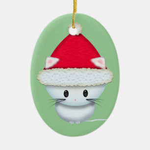 Cute Christmas Kitten Ceramic Tree Decoration