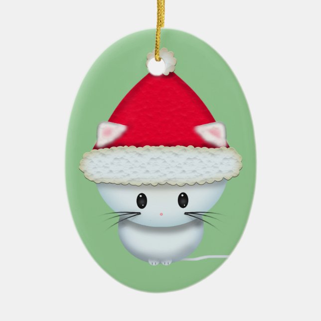 Cute Christmas Kitten Ceramic Tree Decoration (Front)