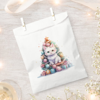 Cute Christmas Kitten Colourful Xmas Tree Favour Bags