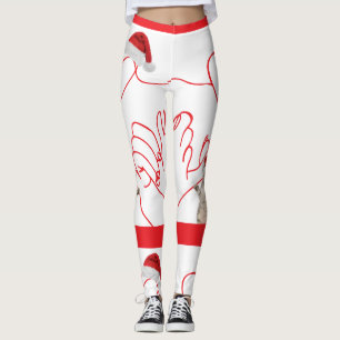 Cute Christmas Kitten & Heart Line Leggings