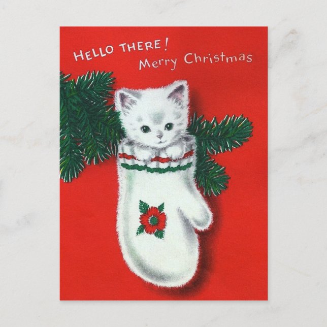 Cute Christmas Kitten Holiday Postcard (Front)