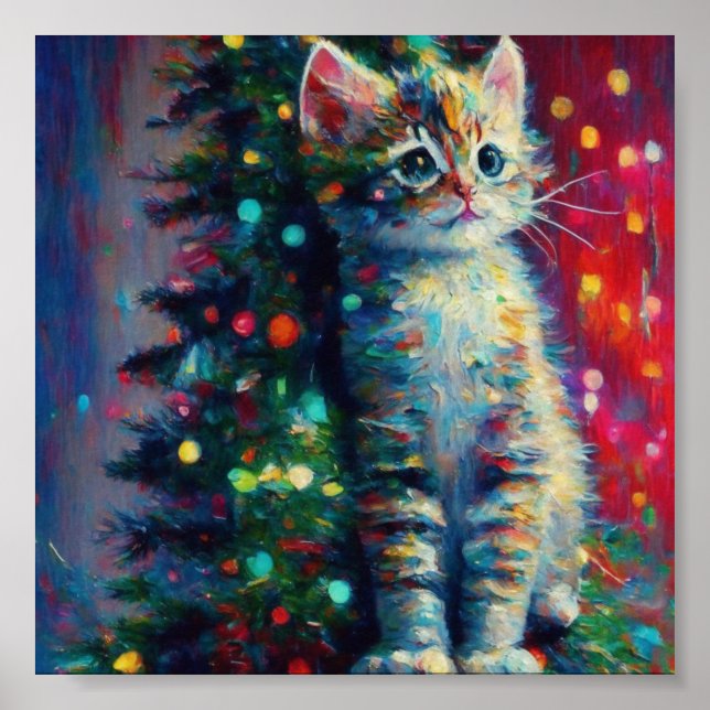 Cute Christmas Kitten  Poster (Front)