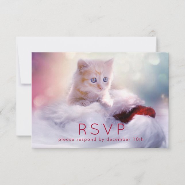 Cute Christmas Kitten RSVP (Front)