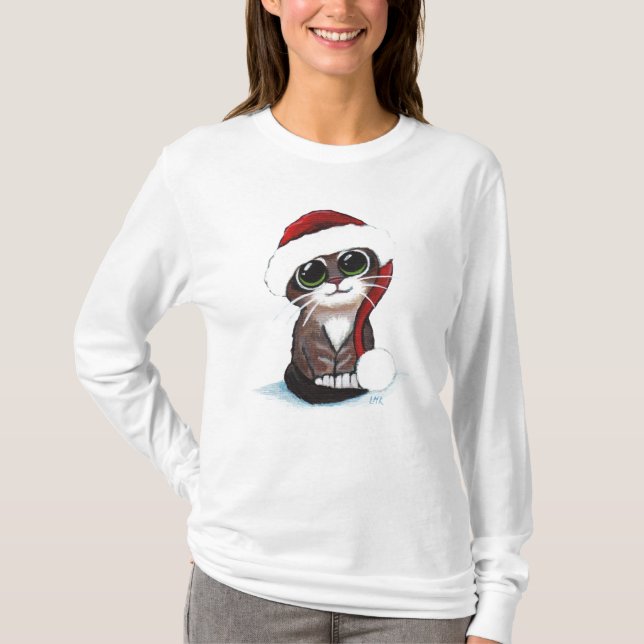 Cute Christmas Kitten T-Shirt (Front)