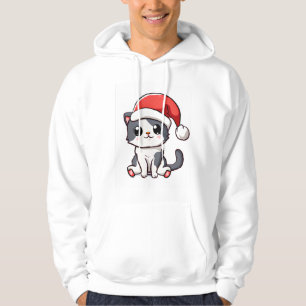Cute Christmas kitten wearing Santa hat Hoodie