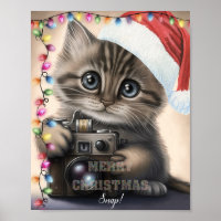 Cute Christmas Kitten with Camera