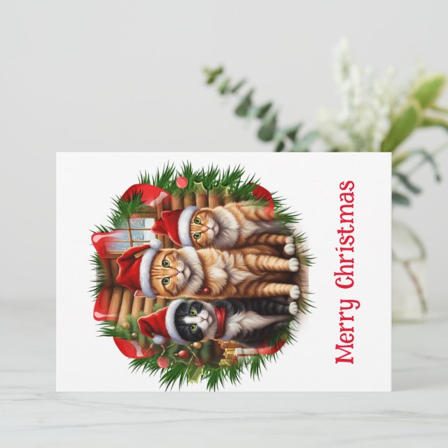 Cute Christmas kittens card (Standing Front)