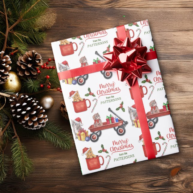 Cute Christmas Kittens Pattern Wrapping Paper (Creator Uploaded)