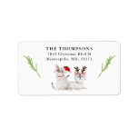 Cute Christmas Kitty Cat Return Address Label<br><div class="desc">Cute Christmas return address label featuring an illustration of two siamese cats wearing a santa hat and antlers. Use this label when sending out Christmas cards and gifts.</div>