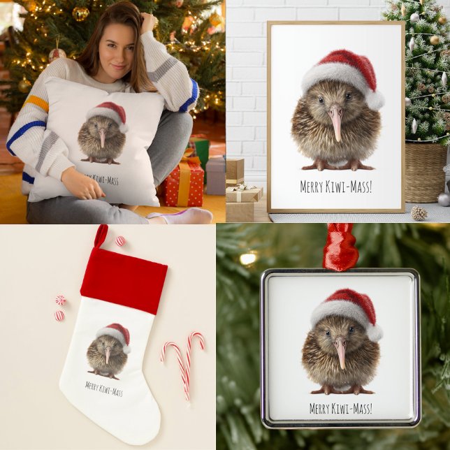 Cute Christmas Kiwi, custom Metal Tree Decoration (Creator Uploaded)