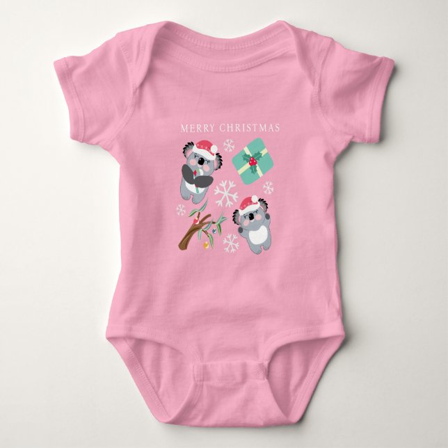 Cute Christmas Koala Baby Bodysuit (Front)