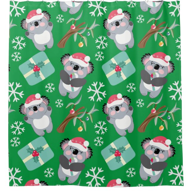 Cute Christmas Koala Shower Curtain (Front)