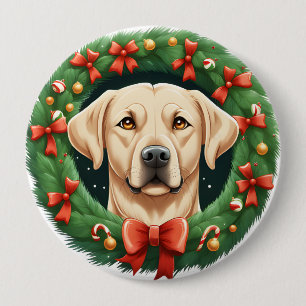 Cute Christmas Labrador Dog Wreath Festive 10 Cm Round Badge