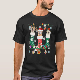 Cute Christmas Labrador In Sock Xmas Reindeer Sant T-Shirt