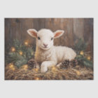 Cute Christmas Lamb Rustic Painting Decoupage