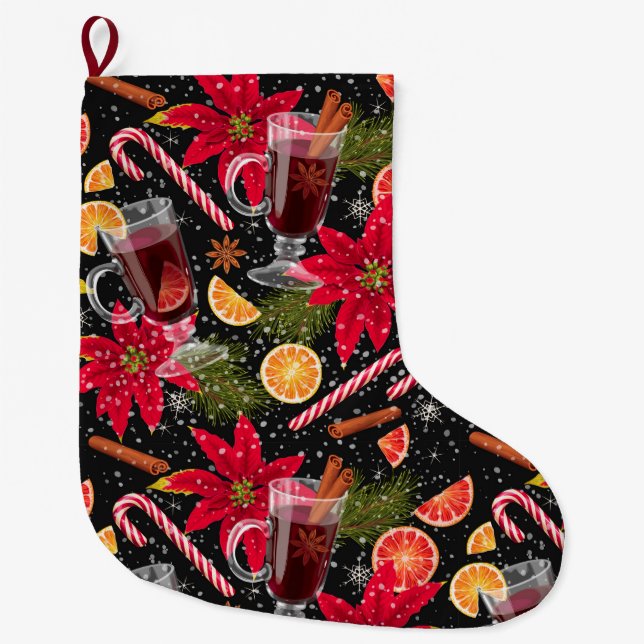 Cute Christmas Large Christmas Stocking (Front)