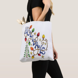 Cute Christmas, Lights and Stars with Holiday Tote Bag