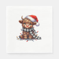 Cute Christmas Lights Highland Cow Funny Christmas