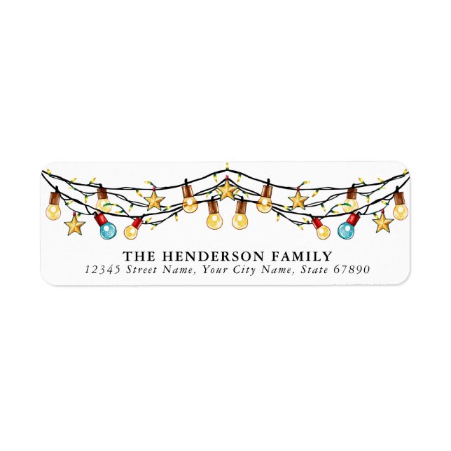 Cute Christmas Lights Return Address Labels (Front)