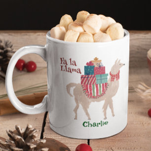 Cute Christmas Llama Personalised Animal Holiday Coffee Mug