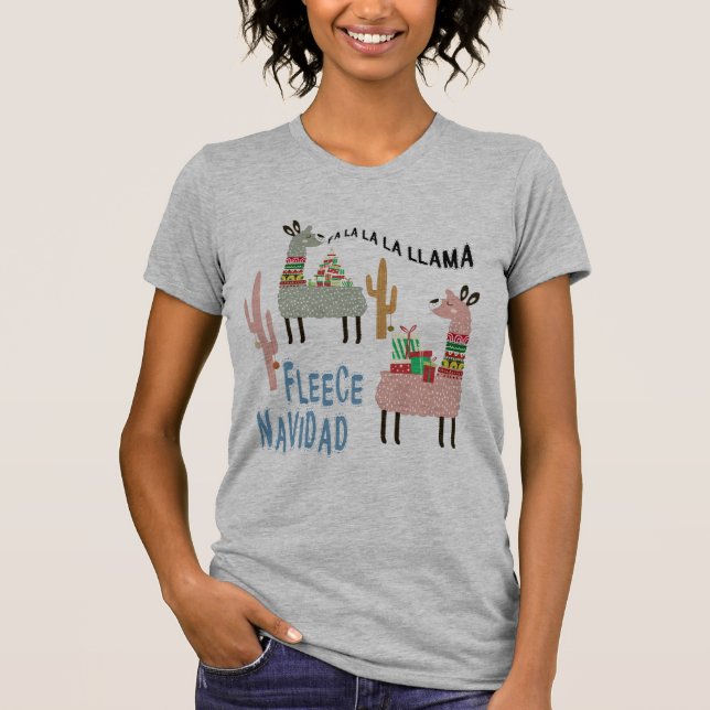Cute Christmas Llamas T-Shirt (Front)