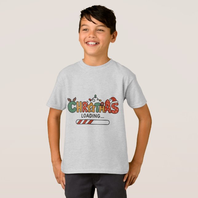 Cute Christmas Loading Sticker T-Shirt (Front Full)